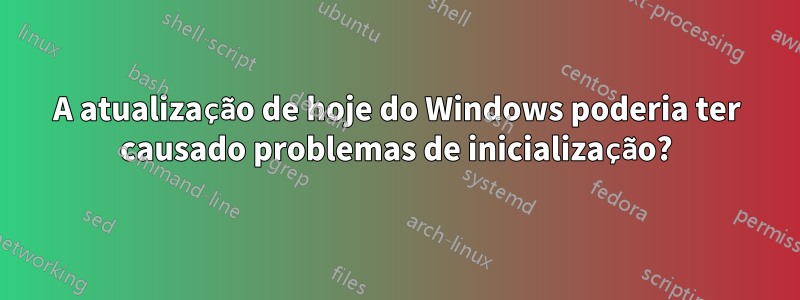 A atualização de hoje do Windows poderia ter causado problemas de inicialização?