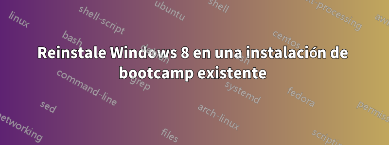 Reinstale Windows 8 en una instalación de bootcamp existente