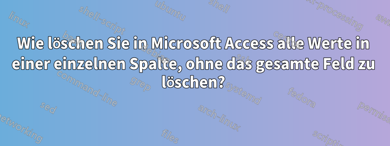 Wie löschen Sie in Microsoft Access alle Werte in einer einzelnen Spalte, ohne das gesamte Feld zu löschen?