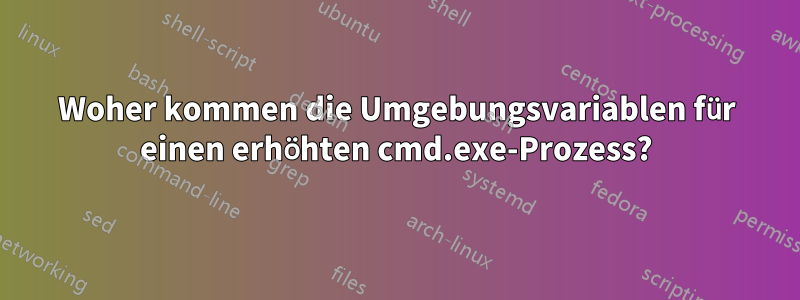 Woher kommen die Umgebungsvariablen für einen erhöhten cmd.exe-Prozess?