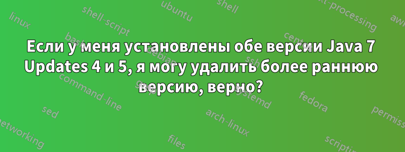 Если у меня установлены обе версии Java 7 Updates 4 и 5, я могу удалить более раннюю версию, верно?