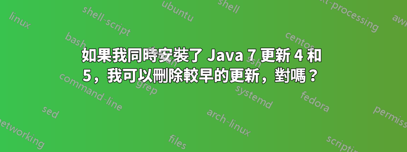 如果我同時安裝了 Java 7 更新 4 和 5，我可以刪除較早的更新，對嗎？