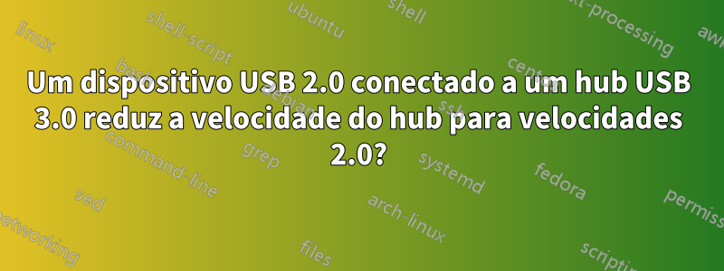 Um dispositivo USB 2.0 conectado a um hub USB 3.0 reduz a velocidade do hub para velocidades 2.0?