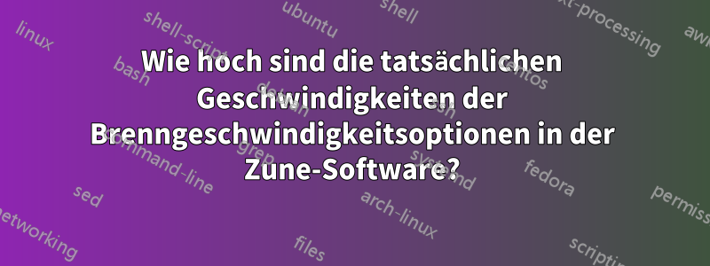 Wie hoch sind die tatsächlichen Geschwindigkeiten der Brenngeschwindigkeitsoptionen in der Zune-Software?