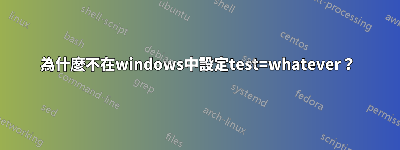 為什麼不在windows中設定test=whatever？