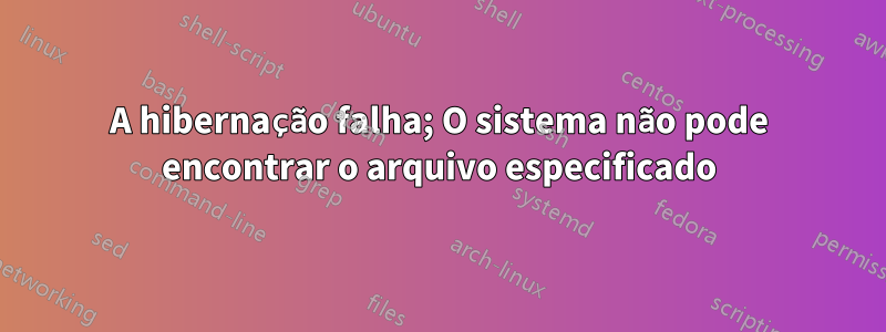 A hibernação falha; O sistema não pode encontrar o arquivo especificado