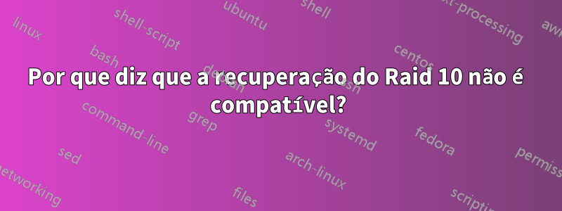 Por que diz que a recuperação do Raid 10 não é compatível?