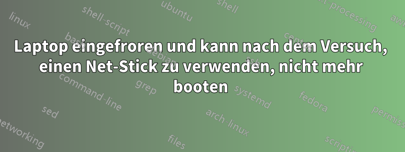 Laptop eingefroren und kann nach dem Versuch, einen Net-Stick zu verwenden, nicht mehr booten