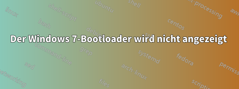 Der Windows 7-Bootloader wird nicht angezeigt