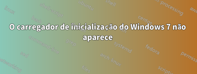 O carregador de inicialização do Windows 7 não aparece