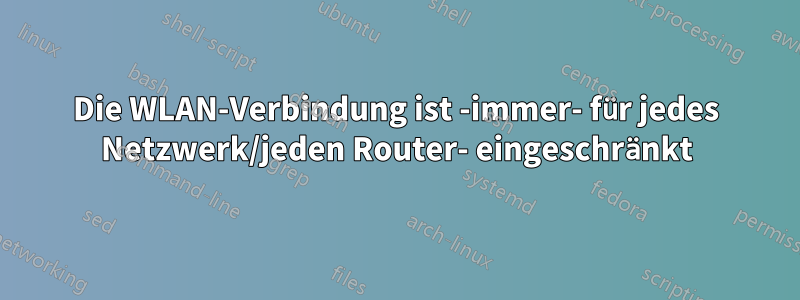 Die WLAN-Verbindung ist -immer- für jedes Netzwerk/jeden Router- eingeschränkt