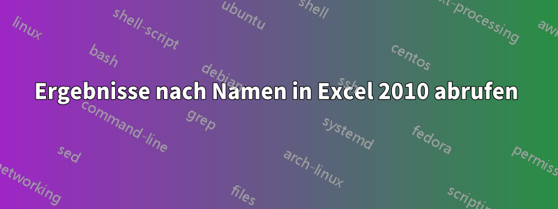 Ergebnisse nach Namen in Excel 2010 abrufen