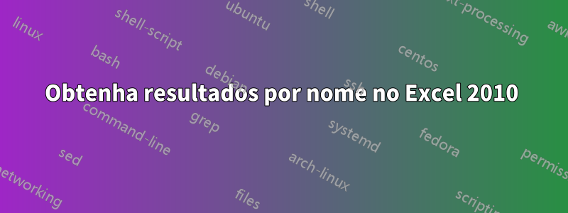 Obtenha resultados por nome no Excel 2010