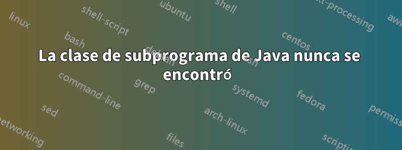 La clase de subprograma de Java nunca se encontró