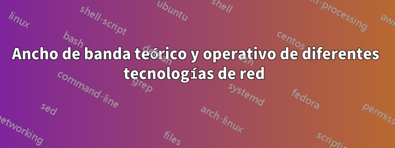 Ancho de banda teórico y operativo de diferentes tecnologías de red 