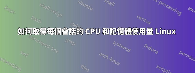 如何取得每個會話的 CPU 和記憶體使用量 Linux