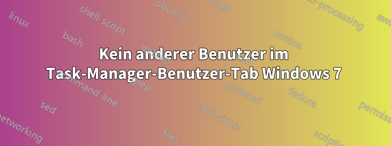 Kein anderer Benutzer im Task-Manager-Benutzer-Tab Windows 7