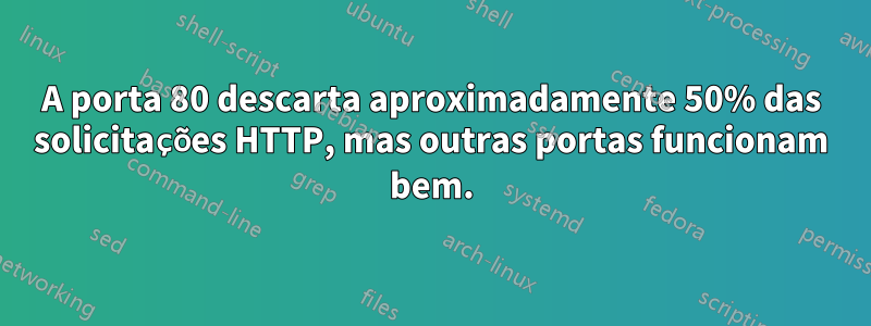 A porta 80 descarta aproximadamente 50% das solicitações HTTP, mas outras portas funcionam bem.