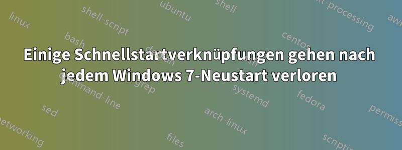 Einige Schnellstartverknüpfungen gehen nach jedem Windows 7-Neustart verloren