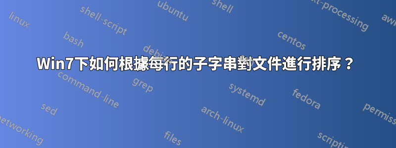 Win7下如何根據每行的子字串對文件進行排序？