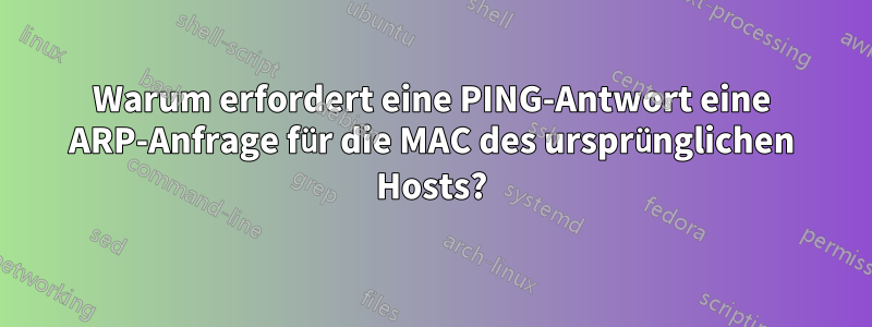 Warum erfordert eine PING-Antwort eine ARP-Anfrage für die MAC des ursprünglichen Hosts?