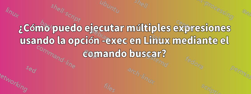 ¿Cómo puedo ejecutar múltiples expresiones usando la opción -exec en Linux mediante el comando buscar?