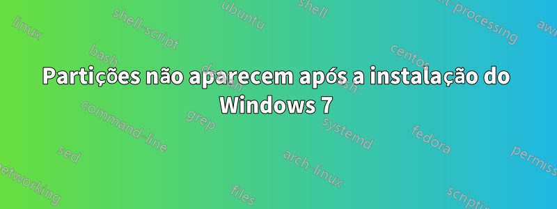 Partições não aparecem após a instalação do Windows 7