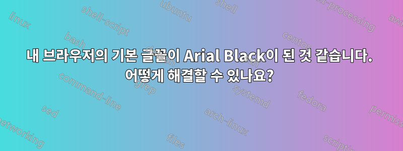 내 브라우저의 기본 글꼴이 Arial Black이 된 것 같습니다. 어떻게 해결할 수 있나요?