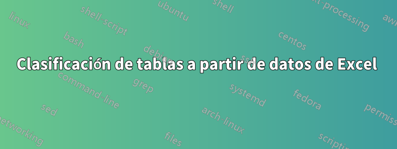 Clasificación de tablas a partir de datos de Excel