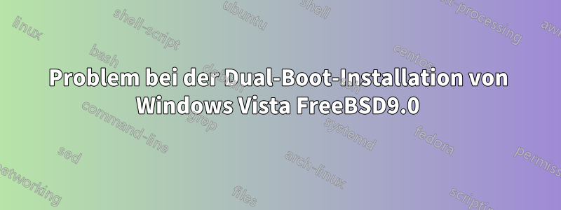 Problem bei der Dual-Boot-Installation von Windows Vista FreeBSD9.0