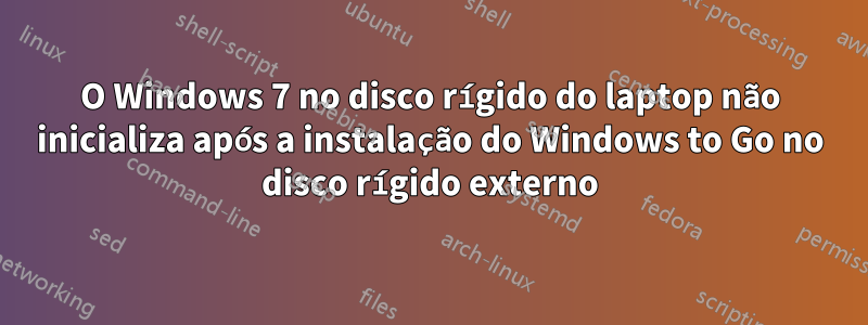 O Windows 7 no disco rígido do laptop não inicializa após a instalação do Windows to Go no disco rígido externo