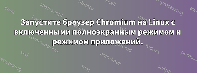 Запустите браузер Chromium на Linux с включенными полноэкранным режимом и режимом приложений.