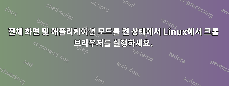 전체 화면 및 애플리케이션 모드를 켠 상태에서 Linux에서 크롬 브라우저를 실행하세요.