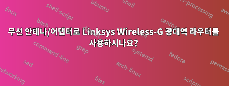 무선 안테나/어댑터로 Linksys Wireless-G 광대역 라우터를 사용하시나요?