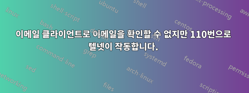 이메일 클라이언트로 이메일을 확인할 수 없지만 110번으로 텔넷이 작동합니다.