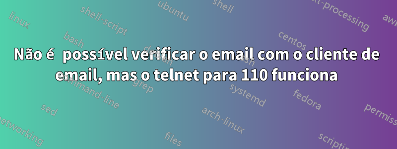 Não é possível verificar o email com o cliente de email, mas o telnet para 110 funciona