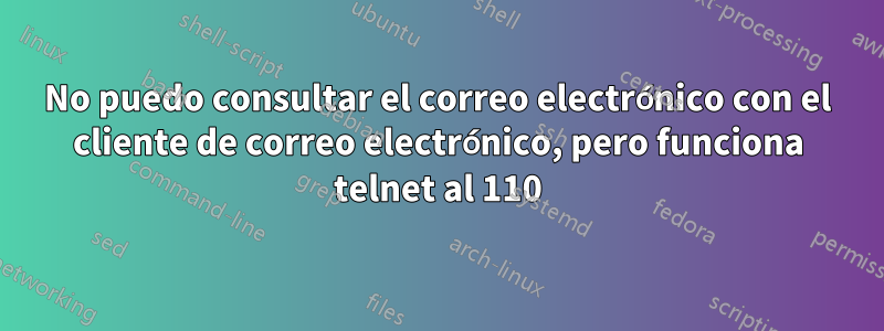 No puedo consultar el correo electrónico con el cliente de correo electrónico, pero funciona telnet al 110