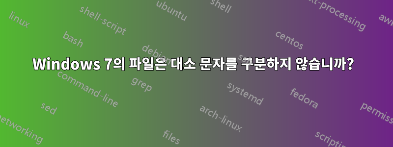 Windows 7의 파일은 대소 문자를 구분하지 않습니까? 