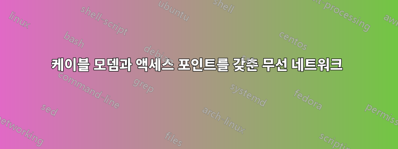 케이블 모뎀과 액세스 포인트를 갖춘 무선 네트워크