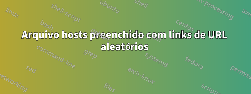 Arquivo hosts preenchido com links de URL aleatórios