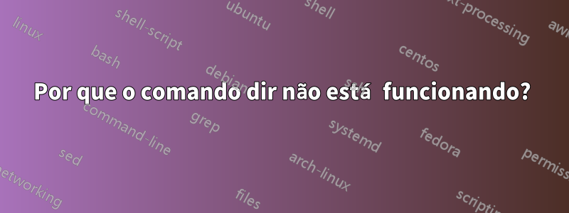 Por que o comando dir não está funcionando?