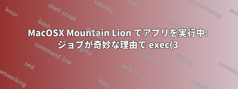 MacOSX Mountain Lion でアプリを実行中: ジョブが奇妙な理由で exec(3) に失敗しました: 13