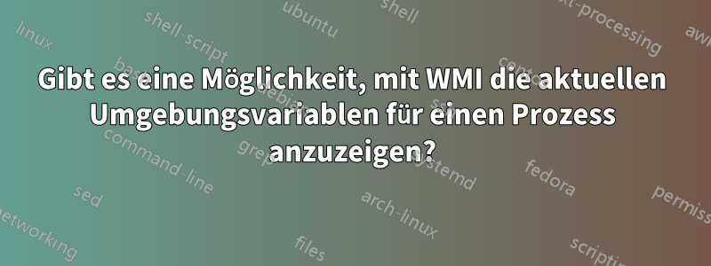 Gibt es eine Möglichkeit, mit WMI die aktuellen Umgebungsvariablen für einen Prozess anzuzeigen?