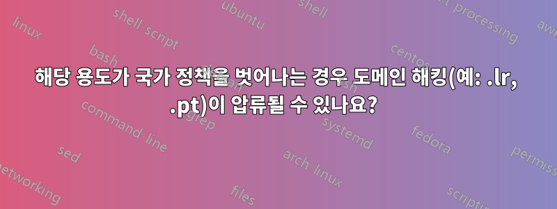 해당 용도가 국가 정책을 벗어나는 경우 도메인 해킹(예: .lr, .pt)이 압류될 수 있나요? 