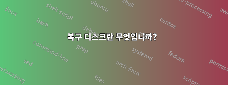 복구 디스크란 무엇입니까? 