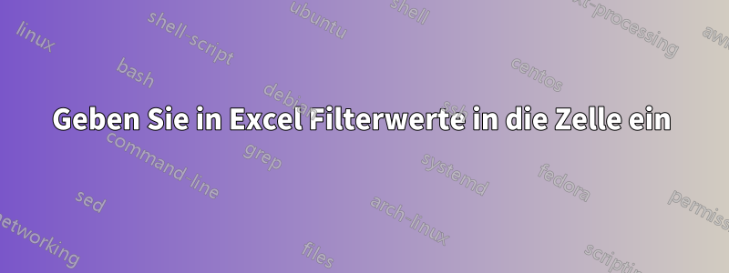 Geben Sie in Excel Filterwerte in die Zelle ein