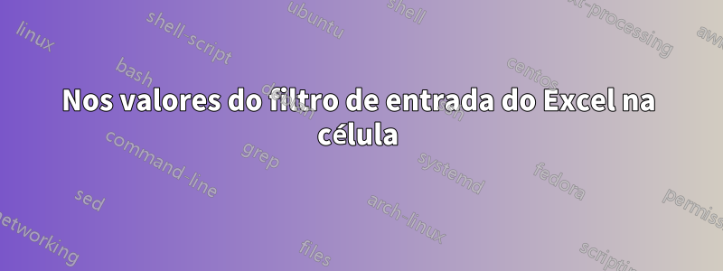 Nos valores do filtro de entrada do Excel na célula