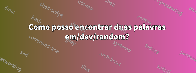 Como posso encontrar duas palavras em/dev/random?