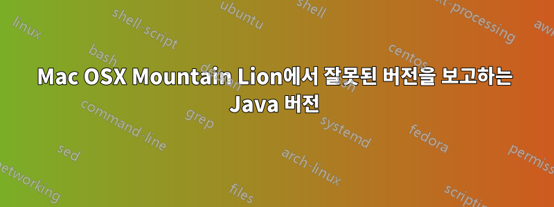 Mac OSX Mountain Lion에서 잘못된 버전을 보고하는 Java 버전