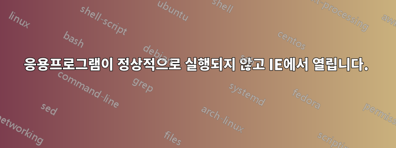 응용프로그램이 정상적으로 실행되지 않고 IE에서 열립니다.